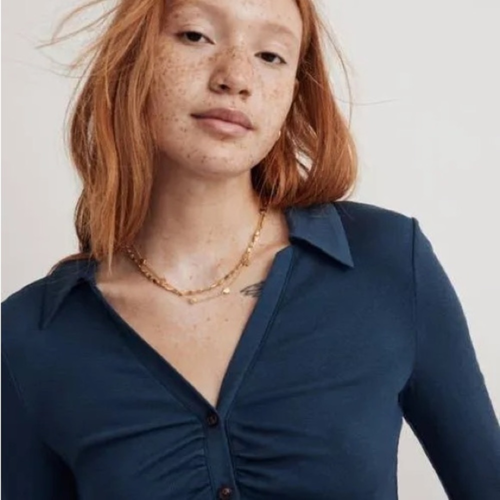 Elegant Teal Long Sleeve Blouse